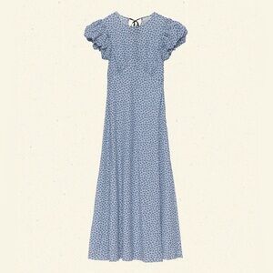 Romina Floral Cotton Midi-Dress - cornflower hillside bloom